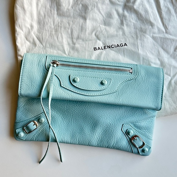 BRAND NEW/AUTHENTIC Balenciaga Light Blue Clutch Bag - Picture 1 of 9